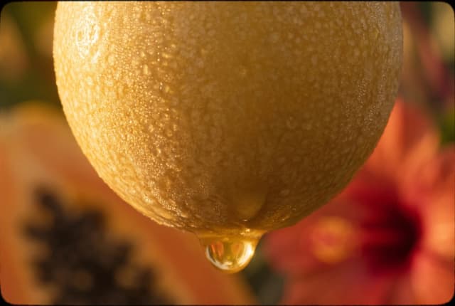 Fresh lilikoi passionfruit at peak